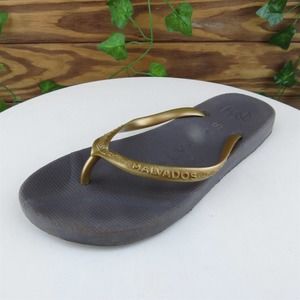 Malvados Size 5-6 M‎ Women Sandal Flip Flop Gold Synthetic